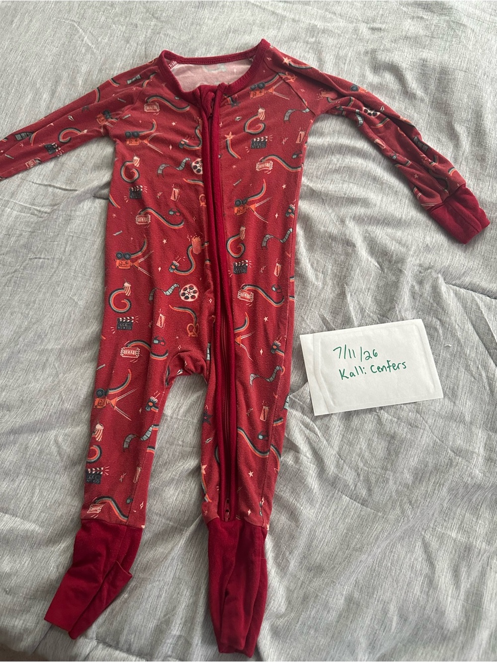 Red Kids Footed Pajamas with Front Zipper - Cozy Sleepwear